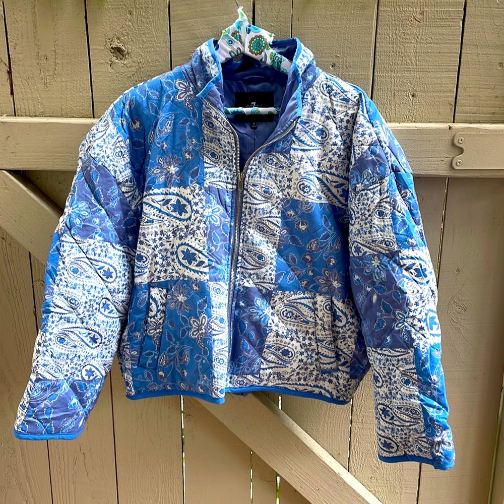 Patchwork padded 7 for all mankind jacket paisley M quilt NEW bomber ❤️